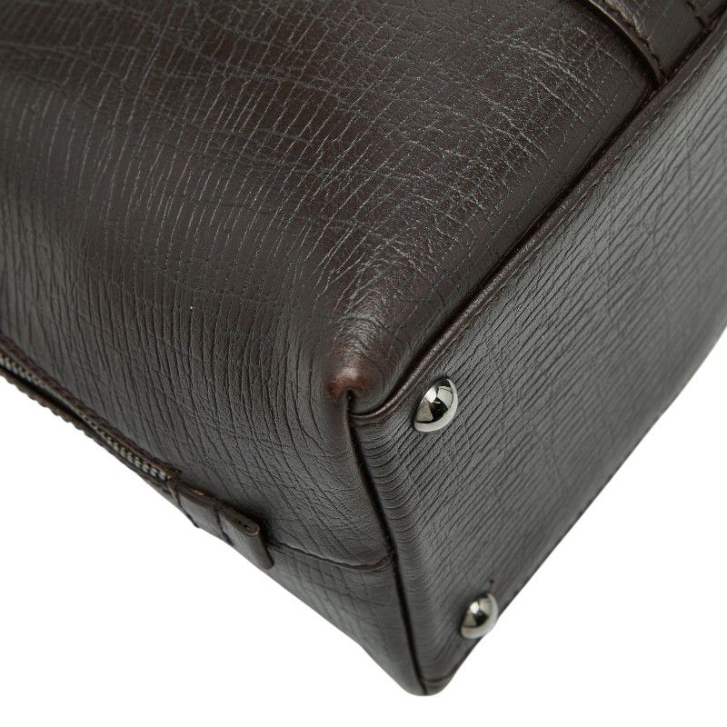 Gucci Logo Tote Business Dark Brown Leather