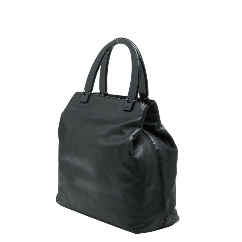 Prada Tote Black Leather Plastic