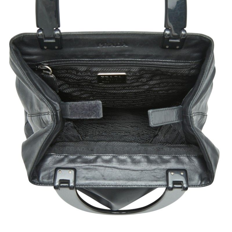 Prada Tote Black Leather Plastic