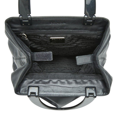 Prada Tote Black Leather Plastic