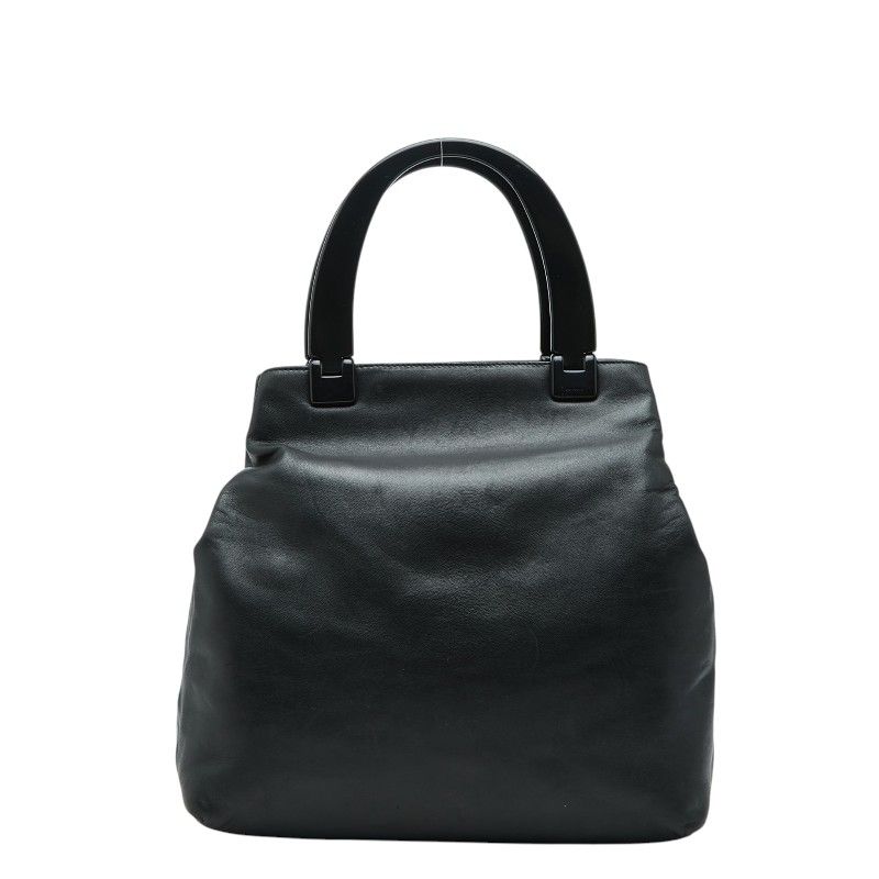 Prada Tote Black Leather Plastic