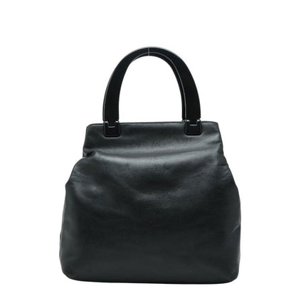 Prada Tote Black Leather Plastic