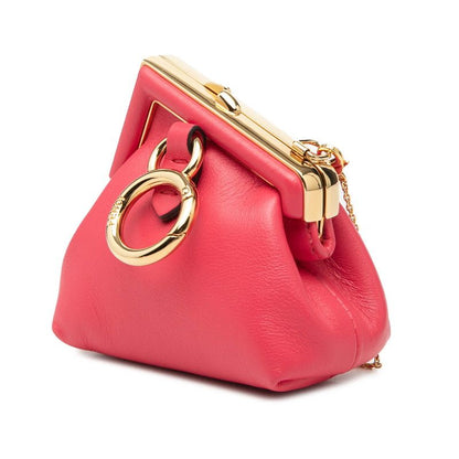 Fendi Nano First Charm Chain Mini Shoulder Bag Abve Pink Leather