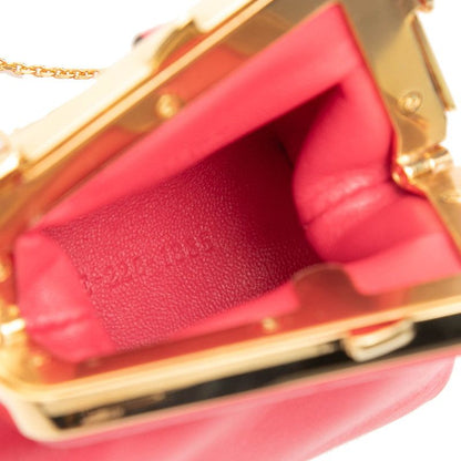 Fendi Nano First Charm Chain Mini Shoulder Bag Abve Pink Leather