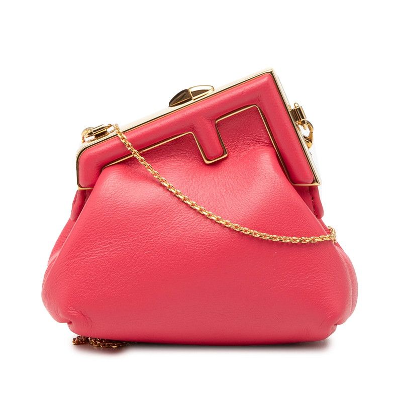 Fendi Nano First Charm Chain Mini Shoulder Bag Abve Pink Leather