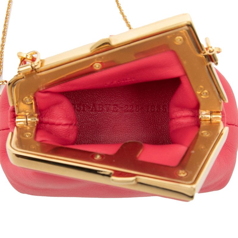 Fendi Nano First Charm Chain Mini Shoulder Bag Abve Pink Leather