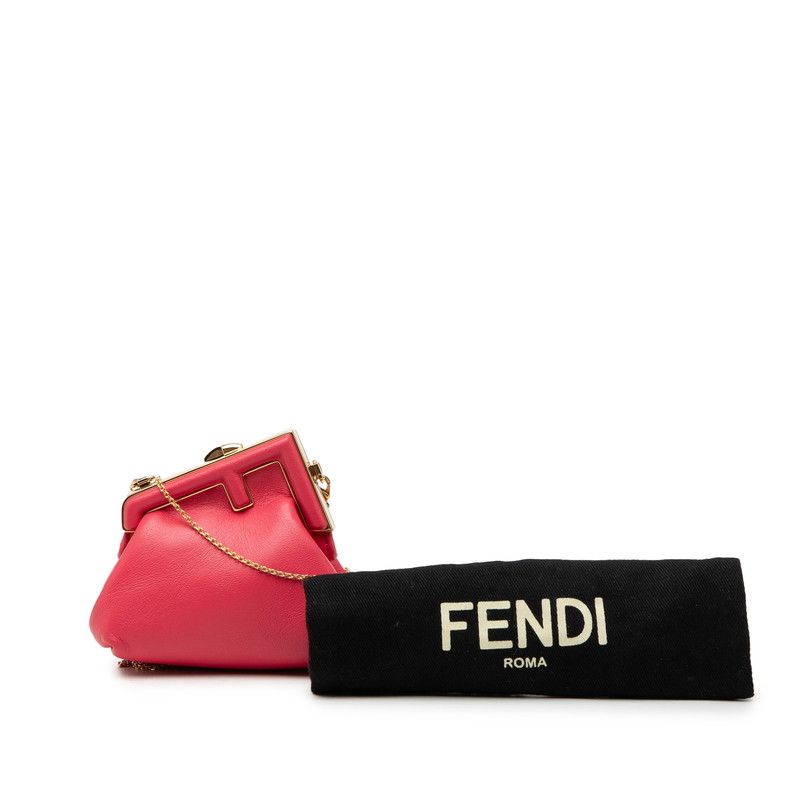 Fendi Nano First Charm Chain Mini Shoulder Bag Abve Pink Leather