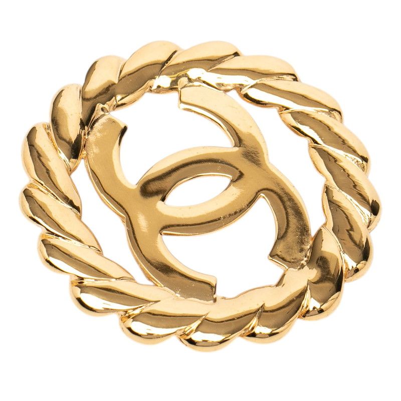 Chanel CC Logo Vintage Brooch Gold Plated