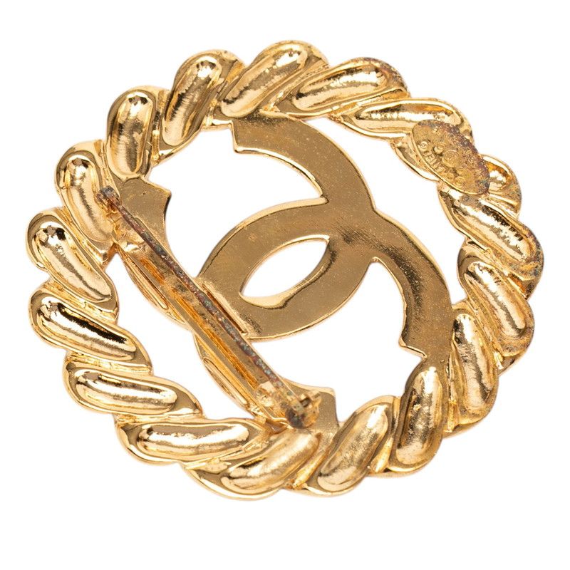 Chanel CC Logo Vintage Brooch Gold Plated