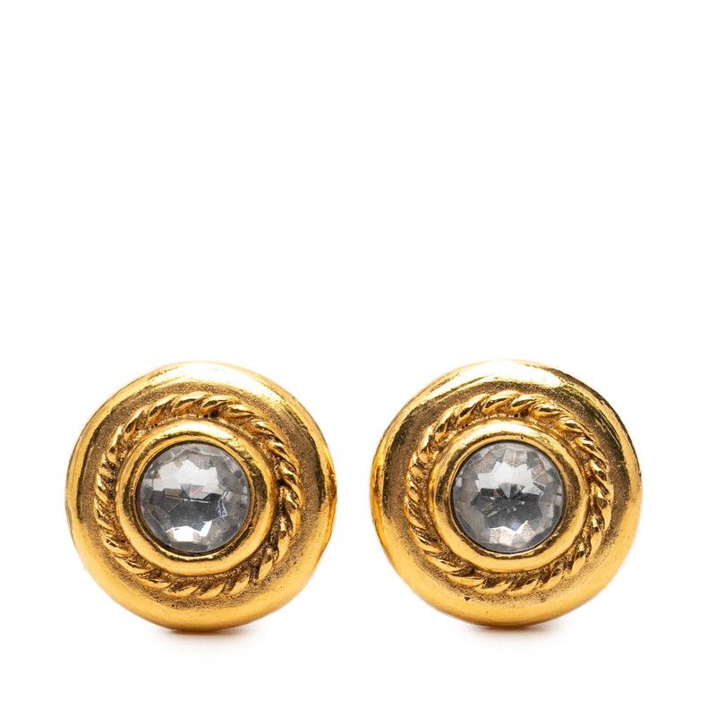 Chanel Round Circle Earrings Gold Plated Visual