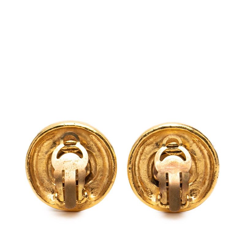 Chanel Round Circle Earrings Gold Plated Visual