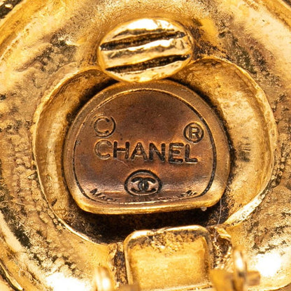 Chanel Round Circle Earrings Gold Plated Visual