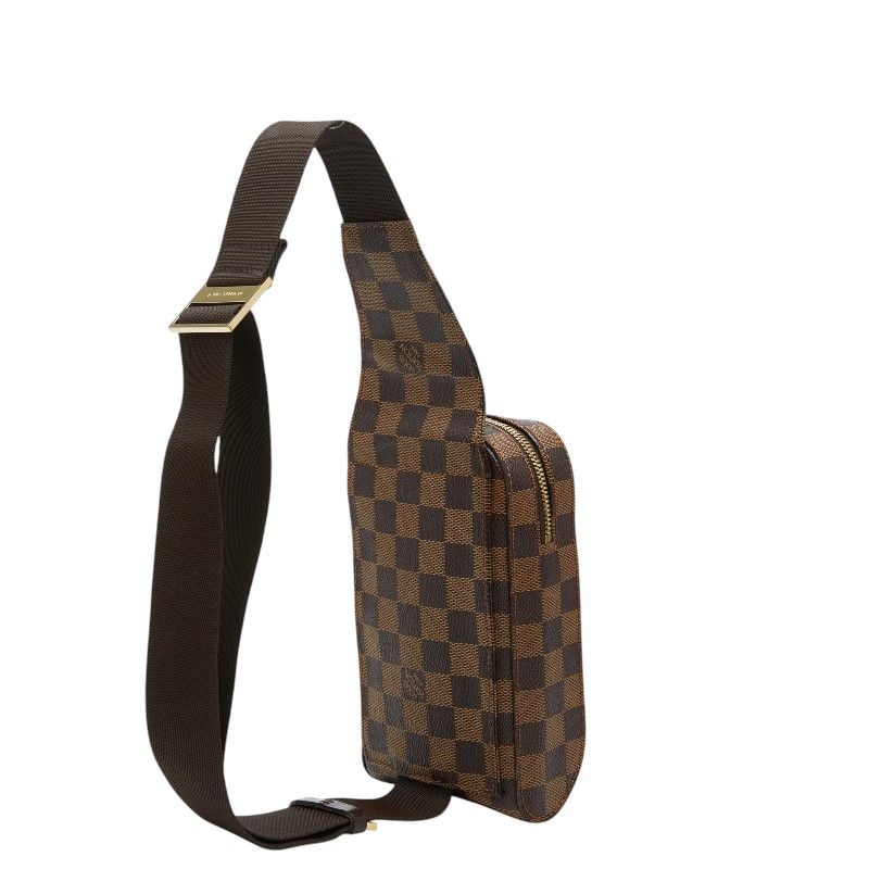 Louis Vuitton Damier Geronimos Shoulder Bag Brown Leather