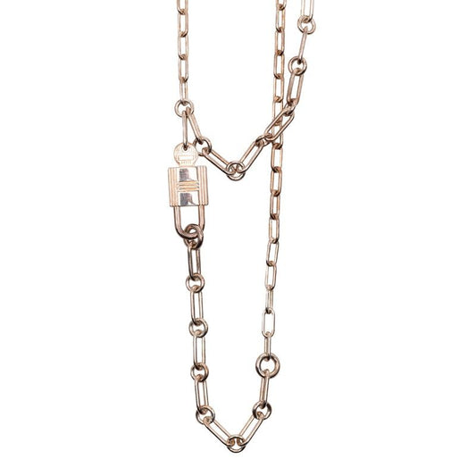 Hermes Alpha Kelly Necklace Chain Silver