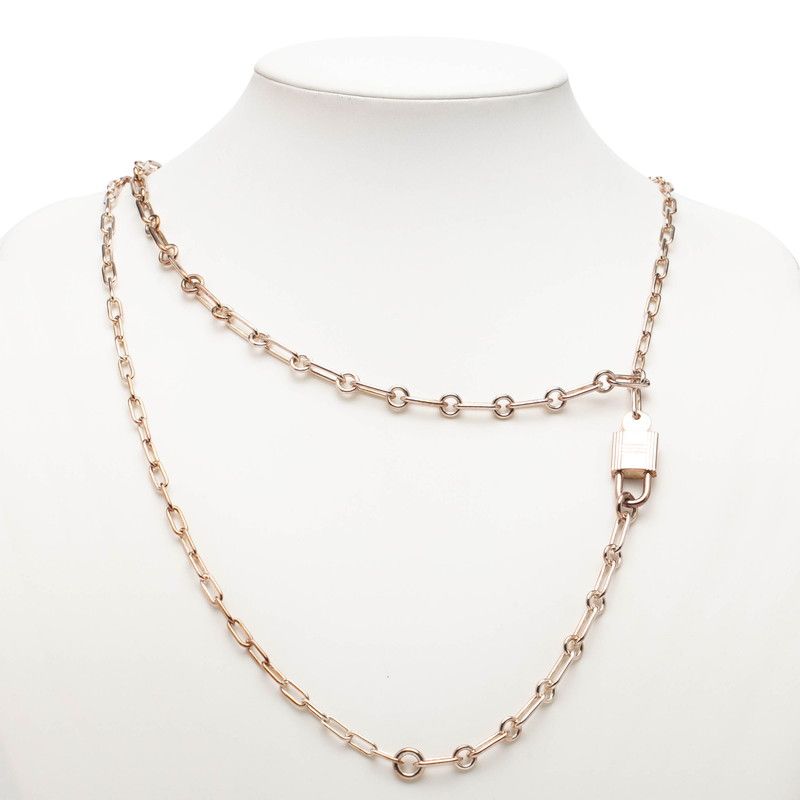Hermes Alpha Kelly Necklace Chain Silver