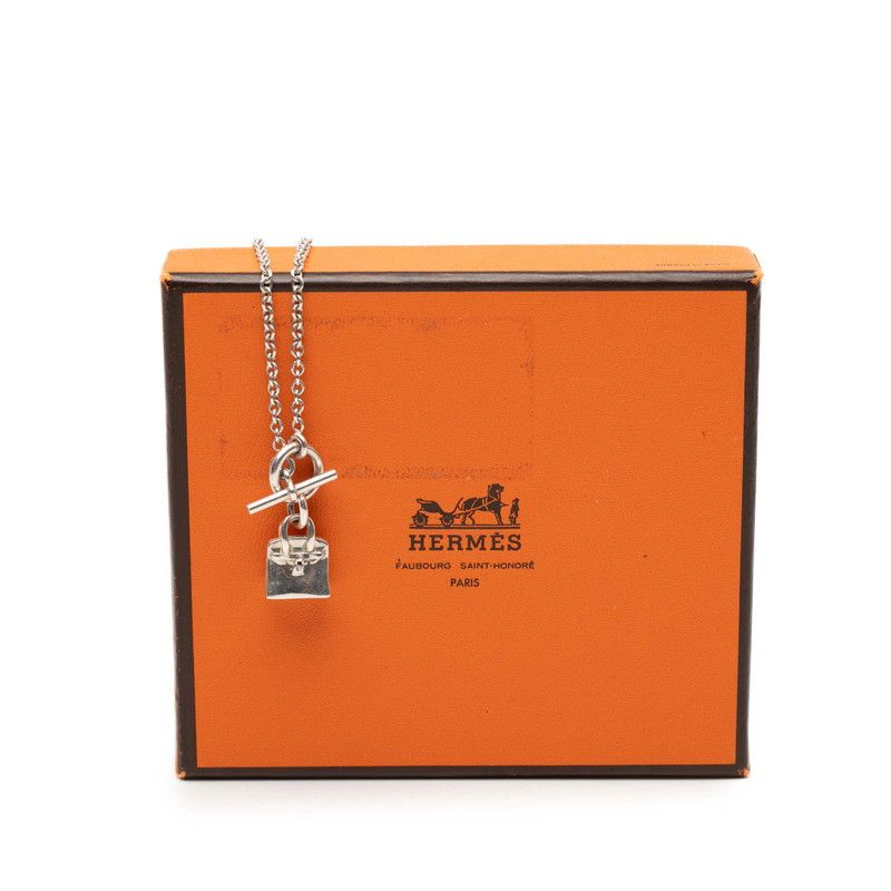 Hermes Birkin Amulet Necklace Silver