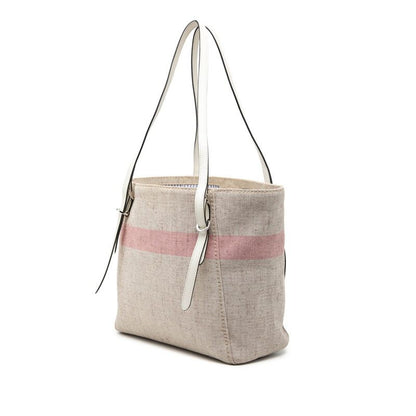 Prada Tote Beige Multicolor Canvas Leather