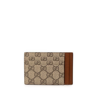 Gucci GG Emblem Card Case Beige Brown Leather