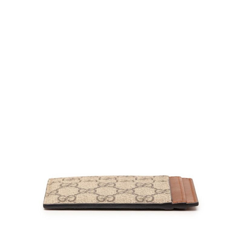 Gucci GG Emblem Card Case Beige Brown Leather
