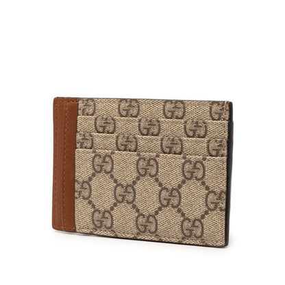 Gucci GG Emblem Card Case Beige Brown Leather