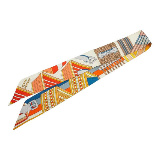 Hermes Twilly Sangles en Zigzag Sangle Scarf Beige Multicolor