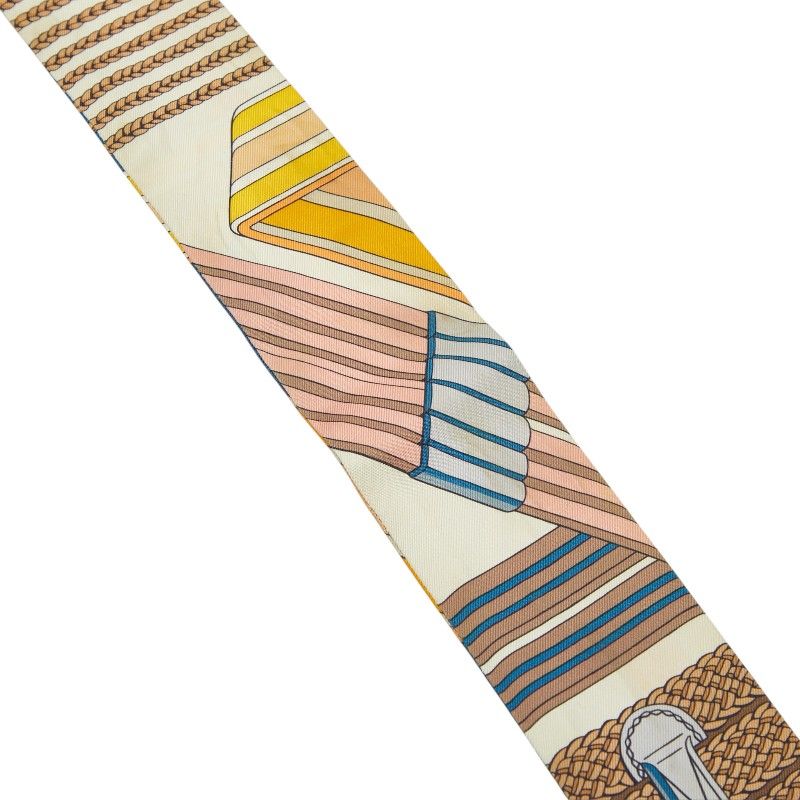 Hermes Twilly Sangles en Zigzag Sangle Scarf Beige Multicolor