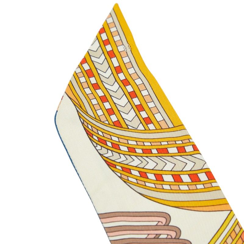 Hermes Twilly Sangles en Zigzag Sangle Scarf Beige Multicolor