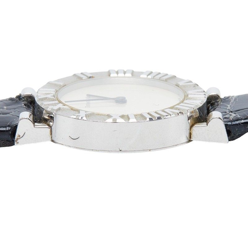 Tiffany & Co Atlas Watch Silver Leather