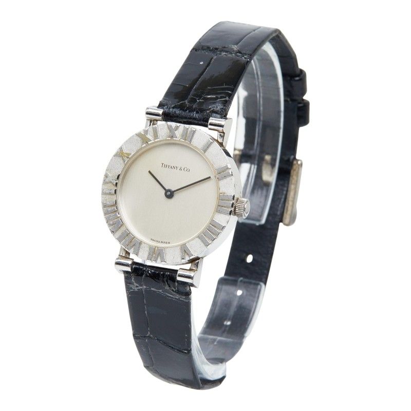 Tiffany & Co Atlas Watch Silver Leather