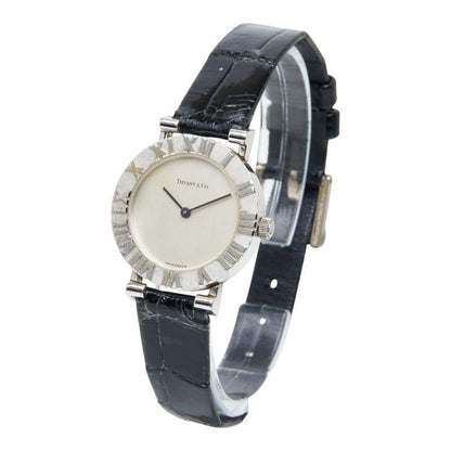 Tiffany & Co Atlas Watch Silver Leather