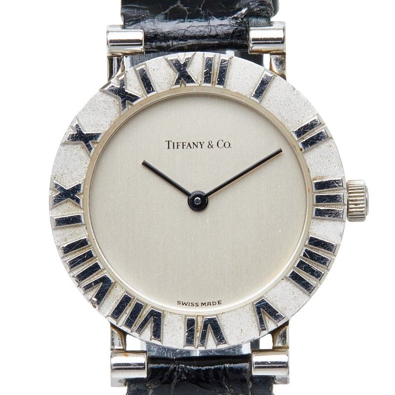 Tiffany & Co Atlas Watch Silver Leather