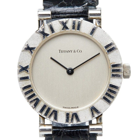 Tiffany & Co Atlas Watch Silver Leather
