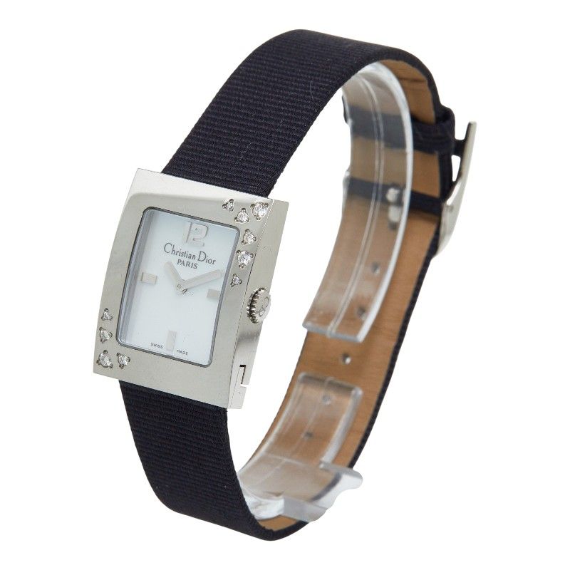 Dior Maris Shell Dial Watch Stainless Steel Leather