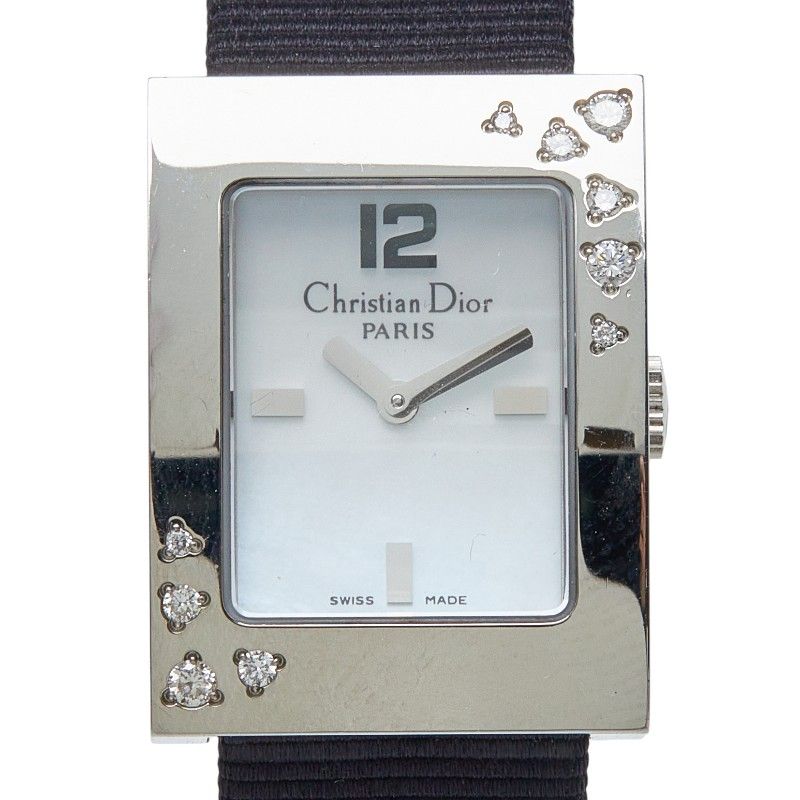 Dior Maris Shell Dial Watch Stainless Steel Leather