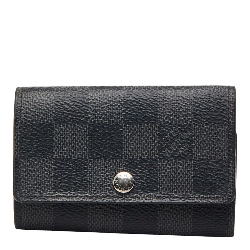 Louis Vuitton Damier Graphite Multicles 6 Key Case Black Leather 1- Key Holder
