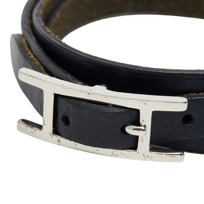 Hermes Long Bracelet 3 Rows Black Leather