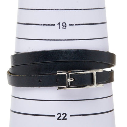 Hermes Long Bracelet 3 Rows Black Leather