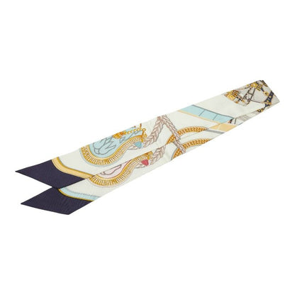 Hermes Twilly Grand Apparat Scarf White Multicolor