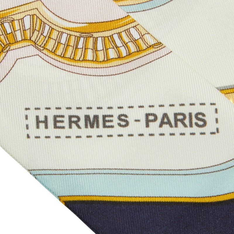 Hermes Twilly Grand Apparat Scarf White Multicolor