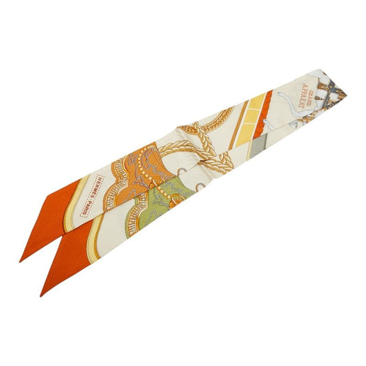 Hermes Twilly Grand Apparat Scarf Beige Multicolor