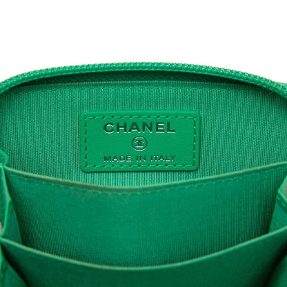 Chanel CC Logo Boy Coin Purse Green Caviar Leather
