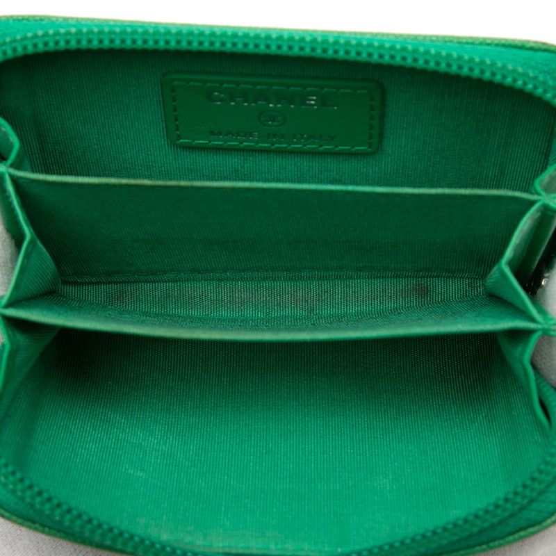 Chanel CC Logo Boy Coin Purse Green Caviar Leather