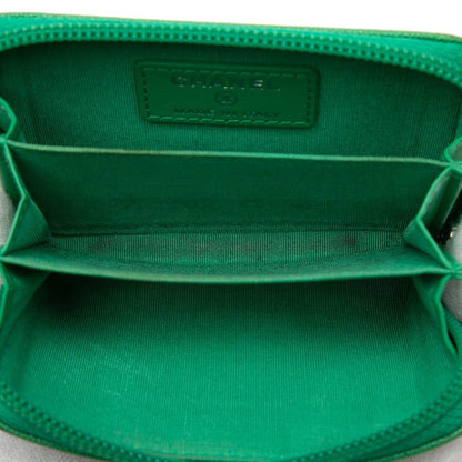 Chanel CC Logo Boy Coin Purse Green Caviar Leather