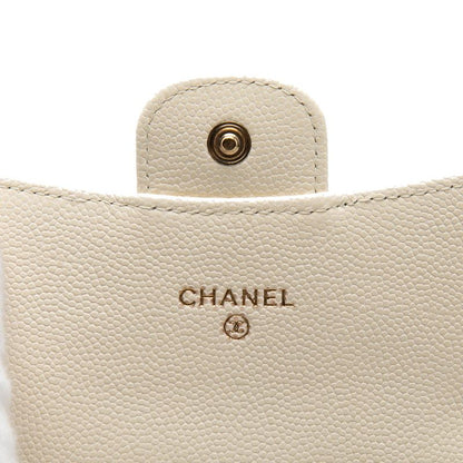 Chanel CC Logo Quilted Coin Purse White Caviar Leather