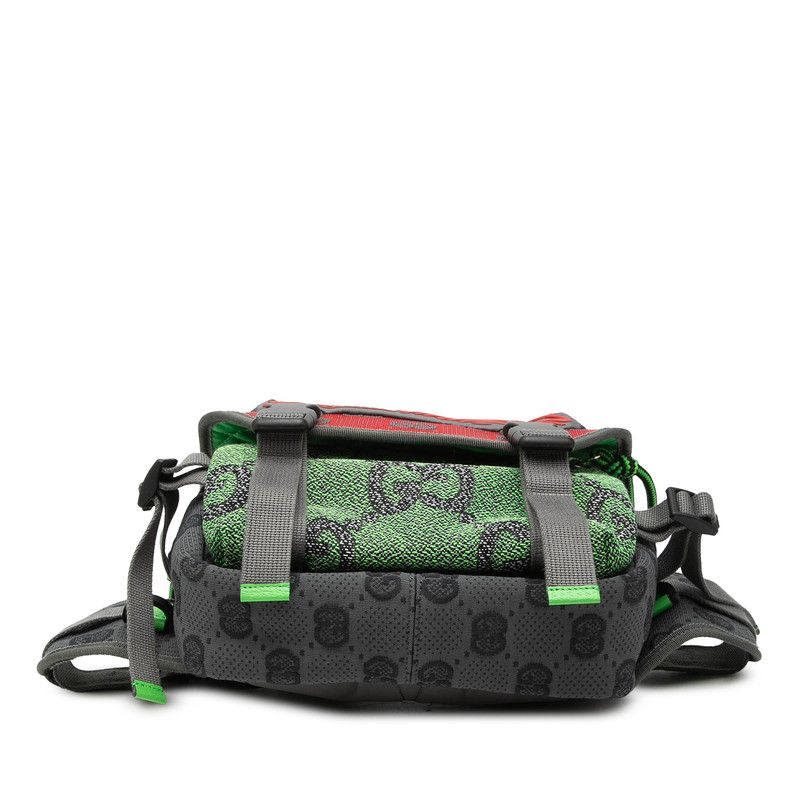 Gucci GG Nylon Small Backpack Belt Bag Red Green Gray Leather Rubber