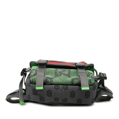 Gucci GG Nylon Small Backpack Belt Bag Red Green Gray Leather Rubber