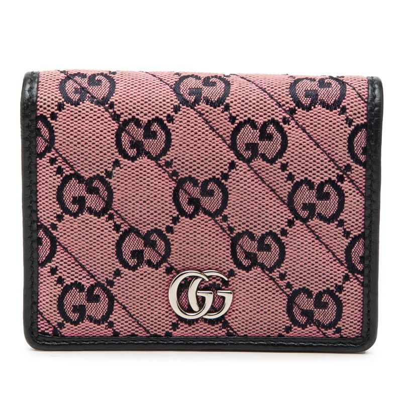 Gucci GG Marmont Canvas Logo Bifold Wallet Pink