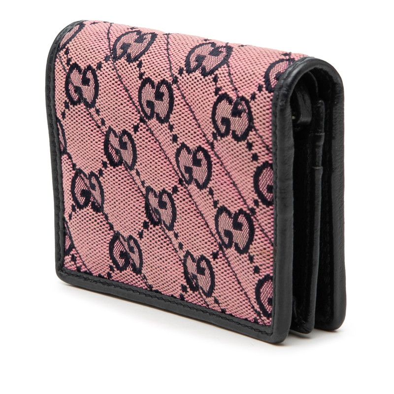 Gucci GG Marmont Canvas Logo Bifold Wallet Pink