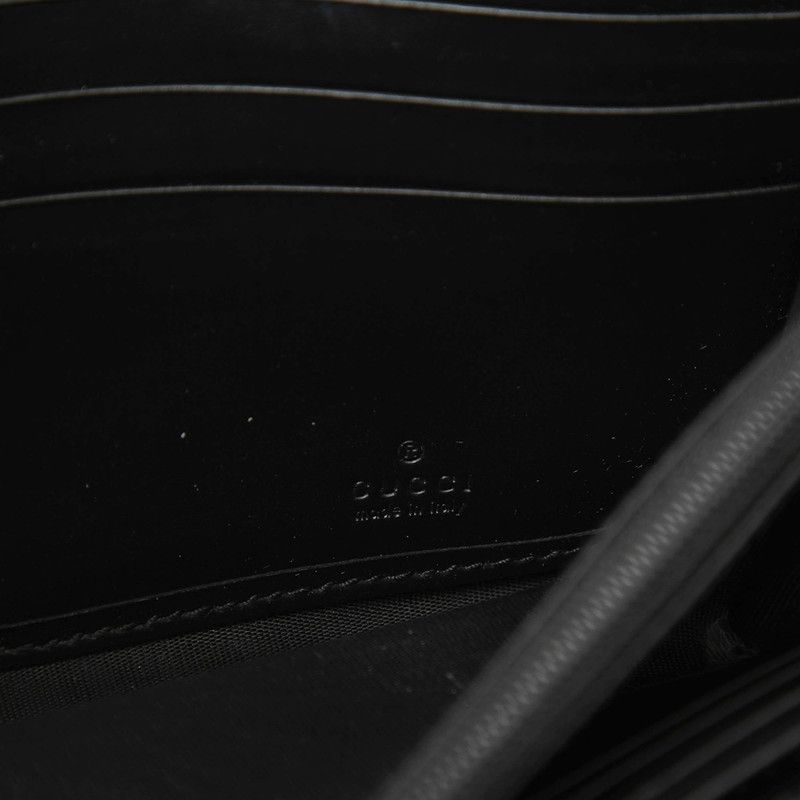 Gucci Guccissima Linea Cat GG Logo Wallet Bifold Black Leather
