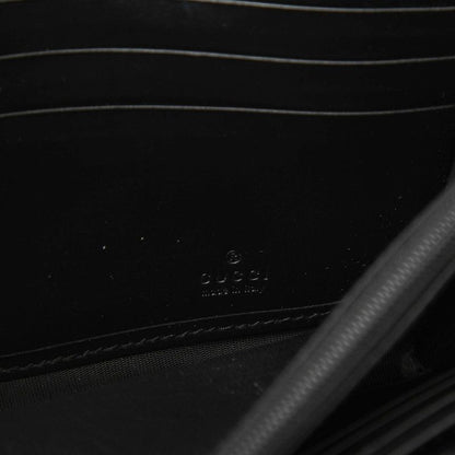 Gucci Guccissima Linea Cat GG Logo Wallet Bifold Black Leather